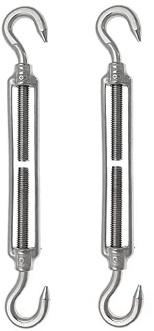 HOUSON M8 Stainless Steel Turnbuckles Wire Tensioner, Adjustable Turnbuckle Hook and Hook for Trellis, Stainless Steel Rope System, Garden Wire, Fence Tensioner Pack of 2(CC)