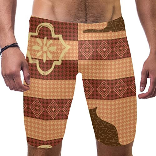 HUI JIN SHOP Badeanzug für Herren und Jungen, kariert, Wettkampf-Schoß-Badeanzug, quadratisches Bein, Ausdauertraining, mehrfarbig, S