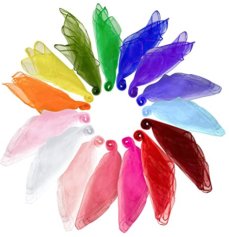 Wonwood_direct Chiffons de jonglage Chiffons colorés 60 x 60cm Foulard de Jonglage Carré Écharpes Magiques vêtements de Danse pour Enfants et Adultes (15 Couleurs)