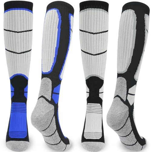 KOOOGEAR Ski Socks,Merino Wool Ski Socks for Skiing, Snowboarding,Outdoor Sports Thermal Ski Sock,4-7 9-12 2Pairs