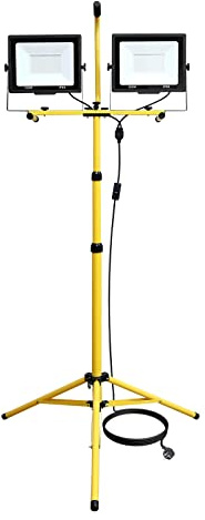 AUXTINGS 2 st 100W kall vit LED-strålkastare med stativ 20000 lm vattentät LED-arbetsprojektor IP66 för inomhus- och utomhusbruk, garage, trädgård, byggarbetsplats, 185V-260V