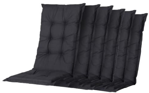 Madison 6er Set Hochlehner Auflagen, Bequeme und Stilvolle Gartenstuhlauflage für Holz-,Stahl-, Oder Kunststoffstühle, Sitzauflage - Indoor/Outdoor Stuhlpolster