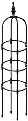 Metal Garden Obelisk Climbing Plant 150cm Weather-Proof Metal Pipe Flowers Trellis with Plasti_c Coated Vines Floral Decor Black Yard Round
