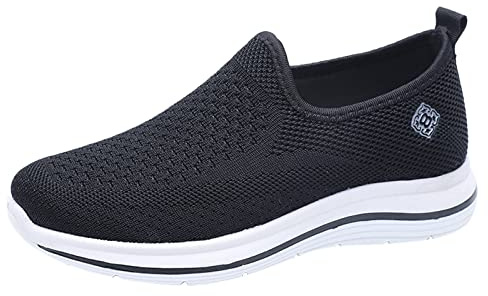Zapatos sin cordones mujer ortopédicos deportivos zapatillas de verano de gimnasia paseo Slip On transpirables cómodas casuales antideslizantes barco malla con cojín de aire fitness correr tenis