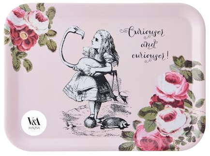 Mikasa e V&A Vassoio da portata, grande vassoio in melamina per bevande e tè pomeridiano, collezione Alice nel Paese delle Meraviglie, 43 x 32 cm, ottimo da regalare