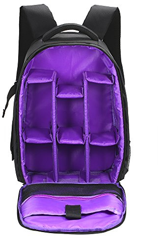 ciciglow Camera Backpack, Photography Backpack with Large Capacity, Padded Insert, Professional Camera Bag, Adjustable Detachable Dividers (Purple)