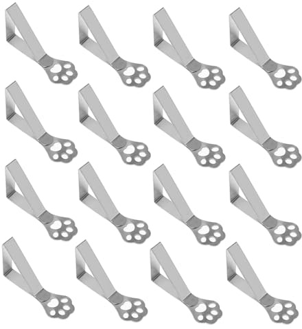 Sxutop Lot de 16 Pinces à Nappe en Acier Inoxydable Pince Attache Nappe de Table Epaisse Nappe Clips Anti Glissant en Forme de Patte de Chat pour Cuisine Restaurant Jardin Pique-Nique Mariage Fête