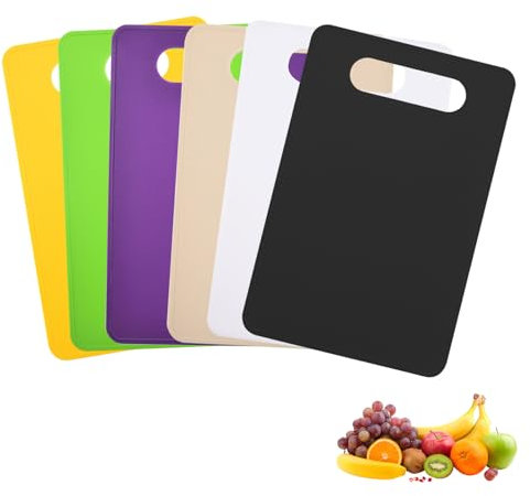 6 Stück Schneidebretter Kunststoff 29 X 19 cm Schneidebrett Rutschfest, Brettchen Spülmaschinenfest BPA-Frei, Antibakteriell Farbige Schneidebretter Kunststoffbretter Küche für Obst, Fleisch, Gemüse