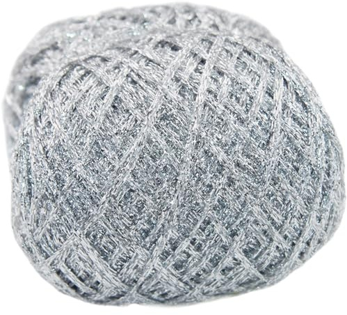 Filato di argento da 250 m, 50 g, filato metallico brillante per uncinetto, corda per lavoro a maglia a mano, accessorio per maglione, sciarpa, colore argento