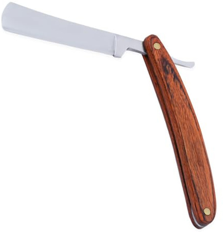 DEARMAMY Rasoir Vintage Manche En Bois Rasoir De Sûreté Homme À Lame Droite Portable Pliable Pour Rasage Précis Et Usage Salon Ou Domestique