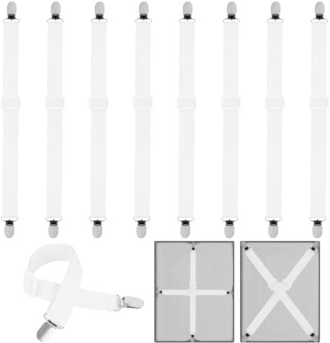 YSWOVUO 8 Piezas Sujeta Sabanas Bajeras, 55-250 cm Pinzas Sujeta Sabanas, Tensor de Sábana Bajera, Elásticos para Sábana Bajera Fundas de Colchón Sofá, Tablas Planchar