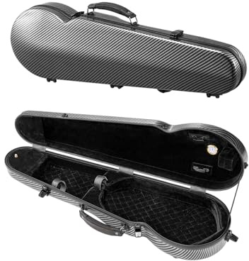 VEVOR 4/4 Full Size Violin Case, Built-in Hygrometer, Lightweight Portable Travel Carrying Bag, with Plush Lining, Dual Shoulder Straps, Anti-Scratch, Professional Triangular Shape, for Violin, Black