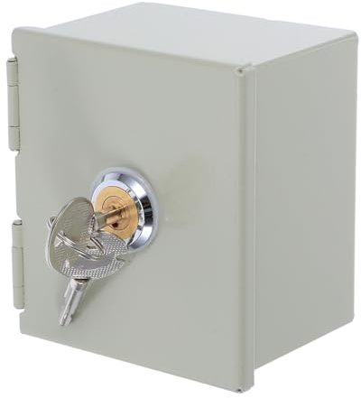 POPETPOP Weatherproof Outlet Cover Box with Key : Iron Baby Proof Electrical Outlet Cover for Indoor Outdoor Use - 86 Wall Plate Socket Protector, 3.54X3.14X2.44in