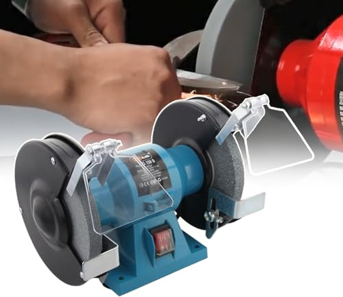 QIeCny Smerigliatrice da Banco A Umido, Smerigliatrice da Banco A Umido, Occhiali Protettivi per PC Completamente Trasparenti, Motore A Induzione, Effetto Silenzioso,125