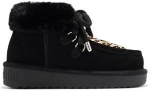 D.Franklin Stivale da Donna in Pelle con Fodera Interna Nordic Mid Fur Nero/Leopardo - Stivali per Donna - Moda casuale - Taglia (38) - Modello nordic