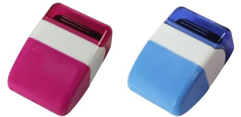 Sekretess rullstämplar, 2 stycken Protector bläckpennor, dataskydd textsvärta säkerhetsset, identitet stöld förebyggande rullstämplar, adresser UV oigenkännlig (rosa och blå)