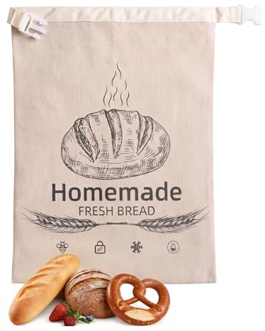Cesujowaz Bolsa de Pan de Cera de Abeja, Bolsa de Pan de Lino Orgánico Reutilizable para Masa Madre, Bolsa de Almacenamiento Fresca para Pan Casero, 17 x 12.6 pulgadas – Apta para Congelador