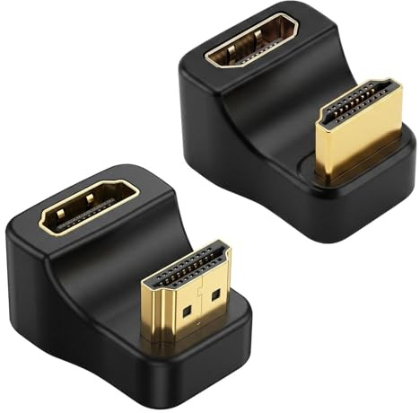HENGBIRD HDMI 360° adapter, set om 2, U-formad, vinklad, HDMI 2.1, 8K, 60 Hz, 48 Gbps, vinkeladapter, vinkelkontakt hdmi 90 graders adapter, 180° kontakt till uttag för TV-skärm, bärbar dator