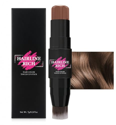 7g Palette Retoca Raices, Cubre Raíces Barra de Retoque de Línea Capilar Doble Extremo con Brocha, Resistente al Agua y al SudorRellena Línea Capilares Dispersas,para Hombres y Mujeres(Marrón claro)