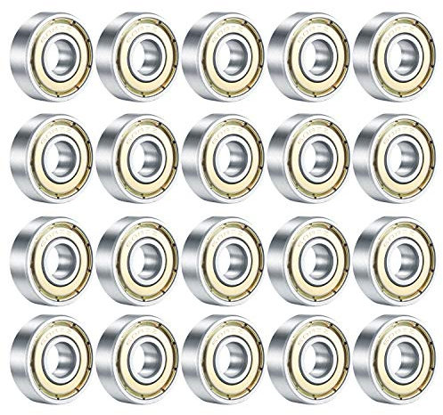 Skateboard-Kugellager, 608ZZ, doppelt geschirmte Kugellager, kleine Kugellager, Ersatzteile für Longboard-Rollschuhe (Silber), 20 Stück