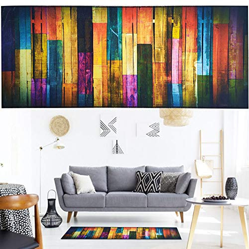 KLYNGTSK 40x100cm Fußmatte Holzoptik Türmatte rutschfest Schmutzfangmatte Fußabtreter Sauberlaufmatte Duschteppiche Saugfähig Bunte Badematten Wasserdicht Eingangstürmatte für Bad Küche Schlafzimmer