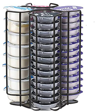 Frcctre Coffee Capsule Holder Compatible with Tassimo, Coffee Pod Stand for 40 Tassimo Pods, Metal Wire Storage Organizer, Silver, 360° Rotating Stand for Home Bar Office