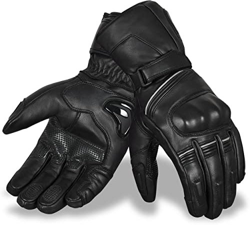Hand Fellow Guantes de Cuero de Primera Calidad para Motocicleta, Impermeables, Resistentes al Viento, cálidos, con Pantalla táctil