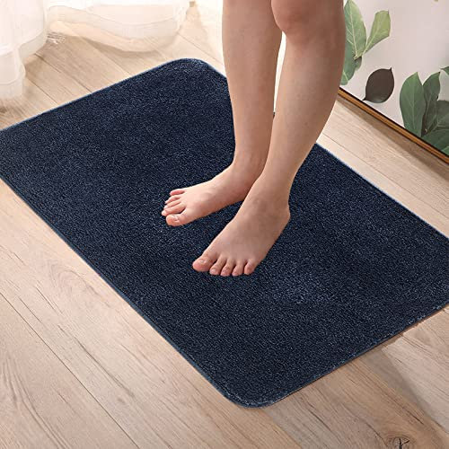 ZZDXL Badezimmerteppich Navy Blau Duschvorleger rutschfest Badematte Saugfähig Badvorleger Gross Badteppich Mikrofaser Badteppiche Maschinenwaschbar 40X60cm