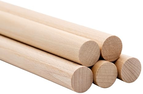 JOWE 5 bastoncini rotondi in faggio da 16 mm, lunghezza 100 cm, bastoncini in legno di faggio lisci – Made in Austria