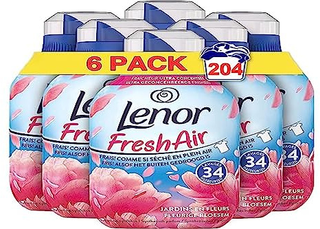 Lenor Air Frais Adoucissant 6x34 Lavages, Arbres en Fleurs - Fraîcheur Ultra Concentrée - Bouteille Recyclée
