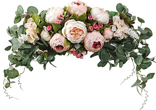 HAOSHICS Fiocco di peonie artificiali in seta con motivo floreale motivo a forma di peonia variopinto e variopinto con motivo primaverile, per matrimoni, centrotavola, decorazione da parete a specchio