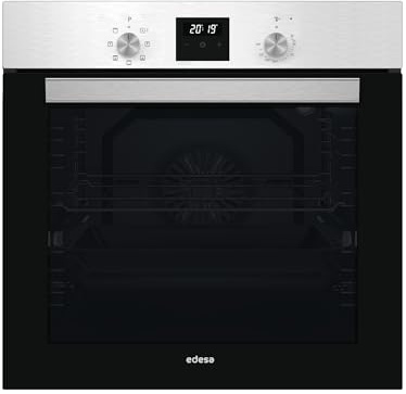 Edesa Horno Multifunción EOE-6040 X/A 80L 7 Programas Cocinado Display LED Esmalte ETC Fácil Limpieza Puerta de Cristal Negro Panel Control Inoxidable Color Inox Negro
