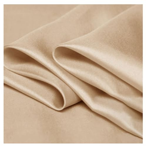 100% Tissu de Soie de Mûrier au Mètre 114x100cm Tissus Satin Charmeuse Pour Vetement, Doublure, Confection, Robe de Mariage, Décoration(Color:champagne)
