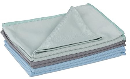 Relaxdays Set 6 Panni in Microfibra per Pulire Vetri di Casa o Auto, 40x60, Pezze Pulizia Cucina, Spugna Bagno, Colori