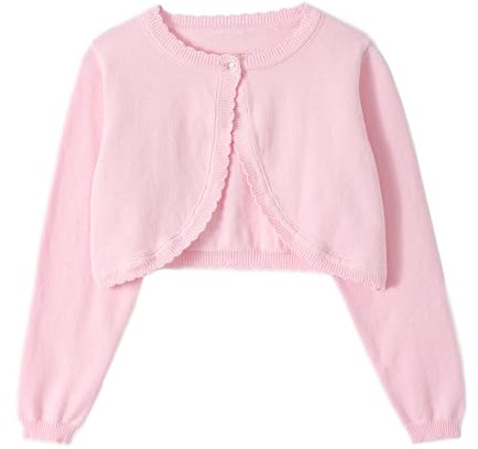 Miipat Fille Boléro Cardigan Tricoté Enfants Manches Longues Mariage Fête | 12 Mois-7 Ans, Coton Tricotés Cardigans Col Ras, Boléro à Bouton Unique, Manteau en Tricot Communionen Mariage Filles