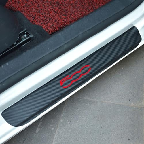 KLHYWEN 4 Piezas Película Protectora para Umbral de Puerta de Coche para Fi-at 500, Pegatina de Decoración para Estribos de Fibra de Carbono de contra Arañazos,Red