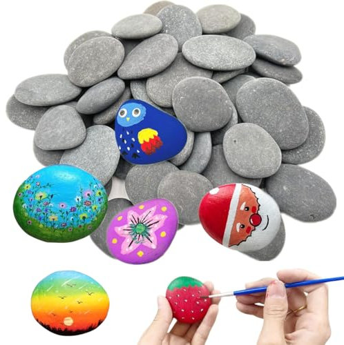 NHQZ 30 Pezzi Pietre Piatte per Pittura, Rocce Naturali di Disegno, Sassi da Dipingere, Le Rocce Ciottoli, Dipingere i Ciottoli, Sassi da Dipingere, per Pittura Fai da Te, per Acquario e Giardino