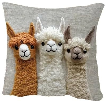 Ueiwffzo 2er Set Kissenbezüge, Niedliche Weiche Tiere Alpaka/Kuh 2D Muster Dekorative Wurfkissenbezüg, Kissenbezüge für Sofa Wohnzimmer Schlafzimmer 45x45 cm (Alpaka)
