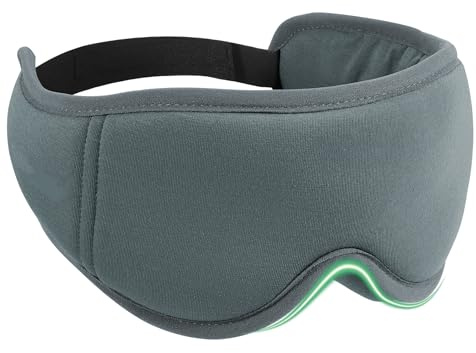 Maschera per dormire in cotone di bambù MUSICOZY - Maschera per occhi ultra morbida e regolabile per chi dorme di lato, maschera per dormire 100% oscurante per uomini e donne