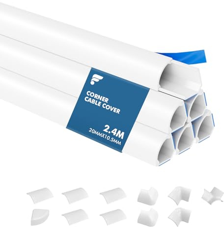 shinfly 2,4 m Canalina Passacavi Adesiva, Canaletta per Cavi Elettrici, Canalina Passacavi Muro, Nascondi Cavi per Televisivi - Bianco 20 mm x 10.5 mm (0,4 m × 6 Pezzi)