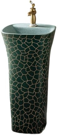 Lavandino su piedistallo Lavandino in ceramica con piedistallo indipendente, rubinetto e kit di scarico for interni ed esterni