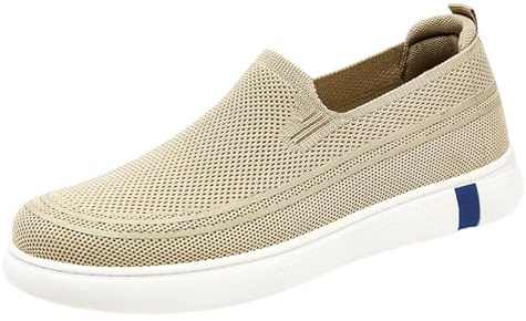 Fritidsskor herr utan snörning, herr sommarskor mesh ventilerande sportskor breda fötter segelskor lätta utomhusskor slip-on tygskor platta loafers skor