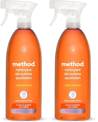 method Limpiador de cocina, potente limpiador multiusos para cocina, elimina la grasa y la suciedad, aroma fresco de clementina, ideal para uso diario, 1 x 828 ml (Paquete de 2)