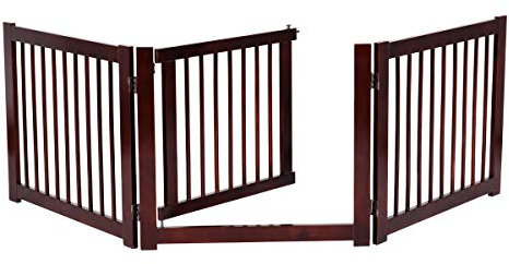 COSTWAY Barrera de Puerta de Seguridad Rejilla para Perros Mascotas Puerta Escalera Protección Plegable de Madera (206 x 61 x 1,8cm)