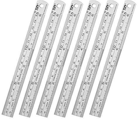 Metal Straight Edge Ruler Set Stainless Steel Ruler 6 Inch Rulers Bulk 6 Pack