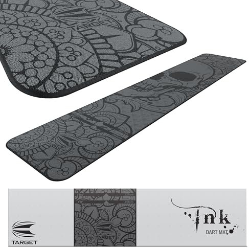 TARGET Darts World Champion Darts Mat INK Design | Dart Oche Mat with Soft Tip and Steel Tip Throw Line Distances | Non Slip Carpet Mats for Floor and Dart Tips Protection | Darts Accessories UK
