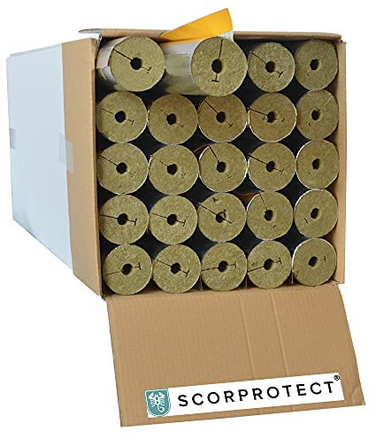 Enveloppe du tuyau en aluminium laminé, isolation du tuyau en laine de roche, avec conductivité thermique de 0,040 (laine de roche, 18 x 30 mm x 1 mètre)