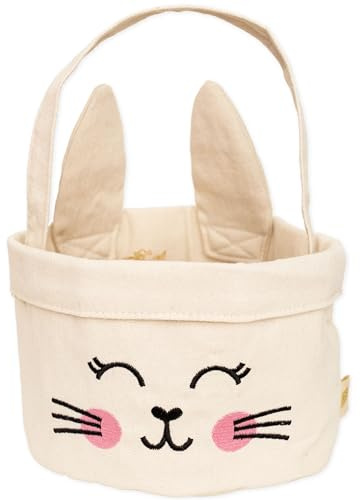 Papierdrachen Nido pasquale con orecchie di coniglio e manico, tela con stampa di coniglio rosa, borsa pasquale decorazione pasquale