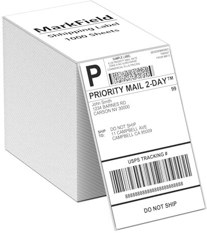MarkField Versandaufkleber 4×6 DHL Etiketten (1000 Stück 102 x 152mm), Extra Große Thermopapier Versandetiketten, Kompatibel mit Etikettendrucker MUNBYN Phomemo Rollo Zebra Polono JADENS