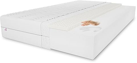 Latexmatratze Memory 180x200 cm, Höhe 11 cm, Härtegrad H3, Farbe: Weiß, inkl. Bezug